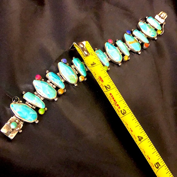 BARSE Turquoise Sterling Silver Multi Gemstone Southwestern Bracelet - Picture 10 of 16